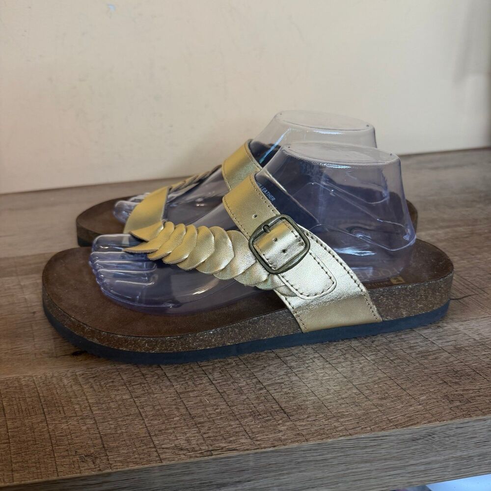 White Mountain Women's Happier Footbed Sandals size 10 shoes gold braided